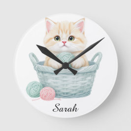 Relógio Redondo Gatinho de Fio Encantador