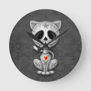 Relógio Redondo Gatinho escuro do açúcar do zombi