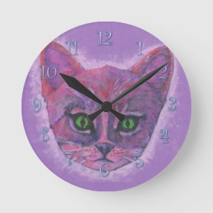 Relógio Redondo Gatinho roxo