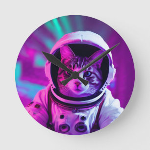 Relógio Redondo gato astronauta
