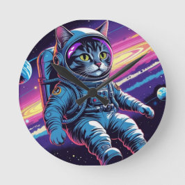 Relógio Redondo Gato Astronauta Divertida – Meowt of This World