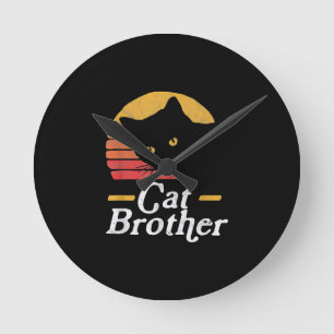 Relógio Redondo Gato Brother Vintage Style Retro Gift Para Gato De