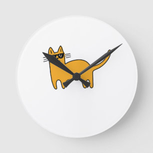 Relógio Redondo Gato com Óculos