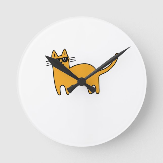 Relógio Redondo Gato com Óculos (Frente)