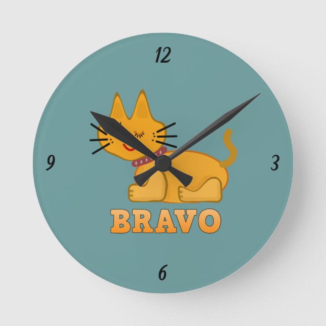 Relógio Redondo Gato de gato-do-gato-do-mato-bravo desenho bravo (Frente)