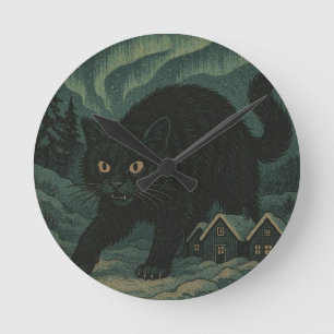 Relógio Redondo Gato de Natal islandês Yule
