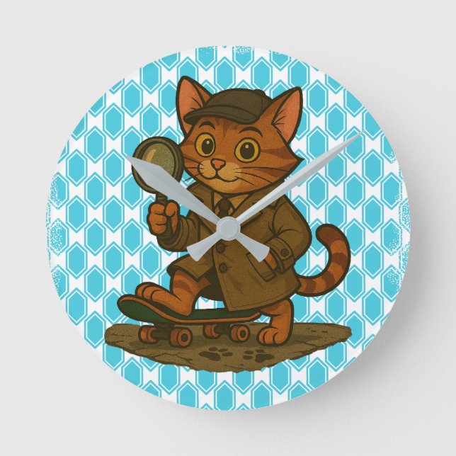 Relógio Redondo gato engraçado (Frente)