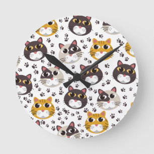 Relógio Redondo Gatos e estampas de estampas travesseiro decorativ