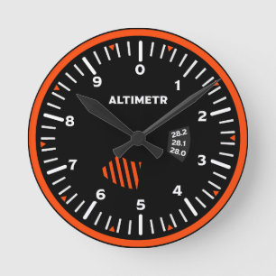 Relógio Redondo Geek de Aviação do Piloto Altimetro