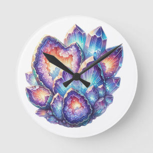 Relógio Redondo Geode Crystal Cluster