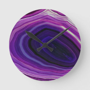 Relógio Redondo Geodo Roxo Rodopiante Caído