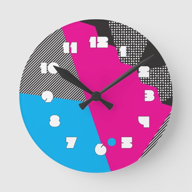 Relógio Redondo Geometric 80s Wall Clock (Frente)