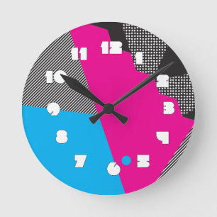 Relógio Redondo Geometric 80s Wall Clock