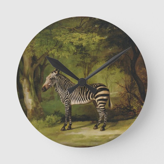 Relógio Redondo George Stubbs | uma zebra, 1763 (óleo em canvas) (Frente)