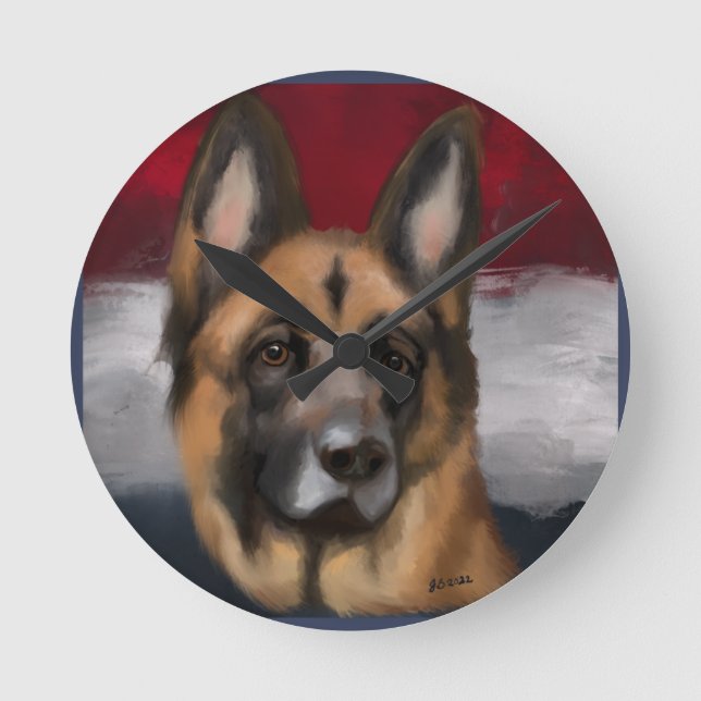 Relógio Redondo German shepherd (Frente)