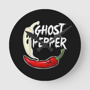 Relógio Redondo Ghost Pepper Funny Spicy Hot Halloween Peppe