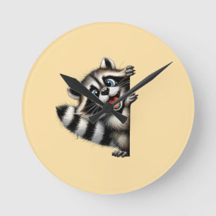 Relógio Redondo Gif de Natal Adorable Raccoon - Feriado Bonito