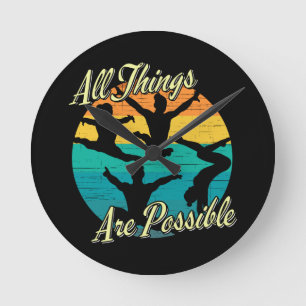 Relógio Redondo Ginástica de Meninas - Todas as Coisas são Possíve