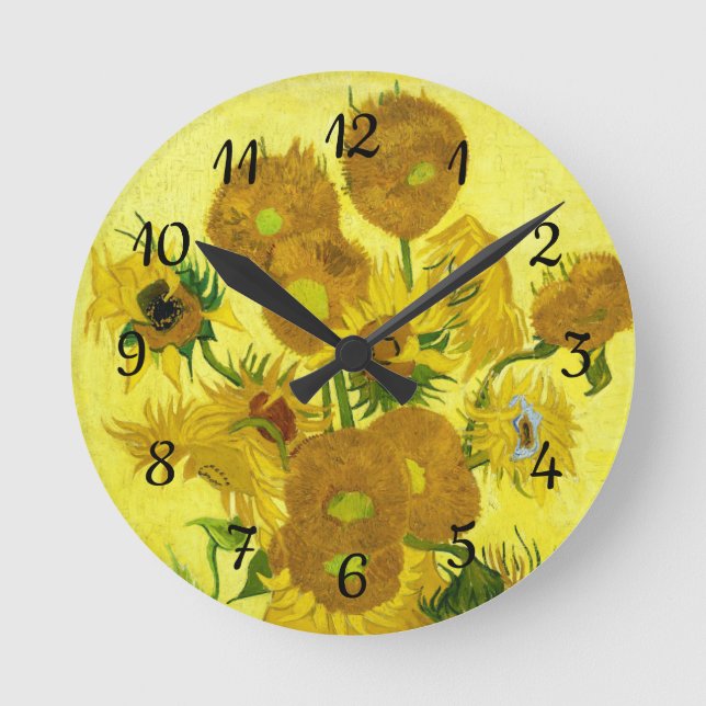 Relógio Redondo Girassóis Vincent van Gogh    (Frente)