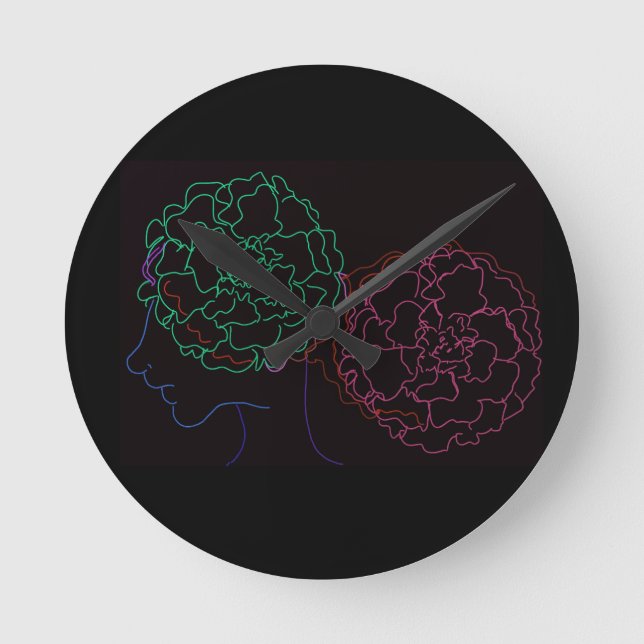 Relógio Redondo Girl with Marigold Afro Puffs (Frente)