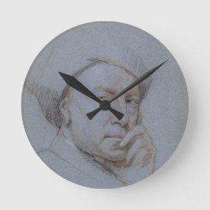 Relógio Redondo Giz branco do retrato de auto (preto, vermelho e