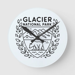Relógio Redondo Glaciar National Park Bear Emblem