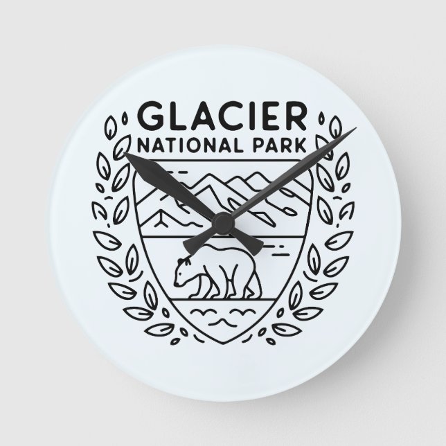 Relógio Redondo Glaciar National Park Bear Emblem (Frente)