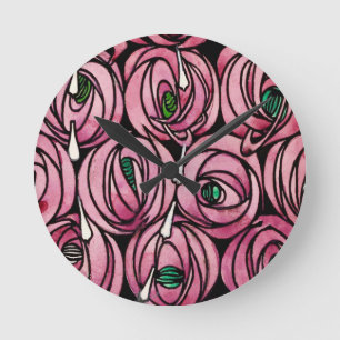 Relógio Redondo Glasgow Rosa - Charles Rennie Mackintosh