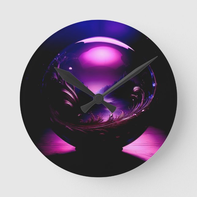 Relógio Redondo Globo Puro Transparente com Paisagem Montanhosa (Frente)