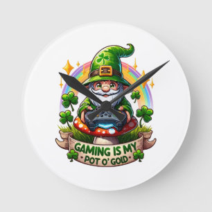 Relógio Redondo Gnome jogador do dia de São Patrício