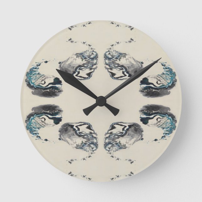 Relógio Redondo Go With the Flow - Acrylic Pouring (Frente)