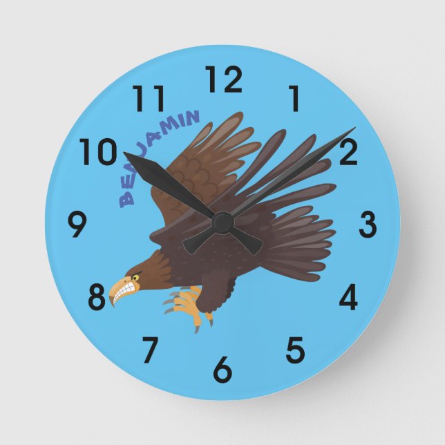 Relógio Redondo Golden eagle funny cartoon illustration (Frente)