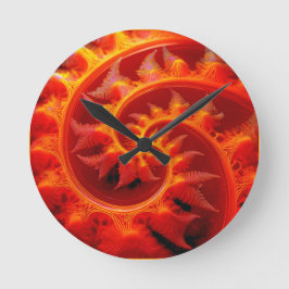 Relógio Redondo Golden Mandelbrot Set With Fern Accents