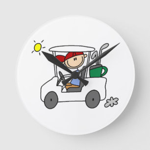 Relógio Redondo Golfista em Carrinho de Golfe