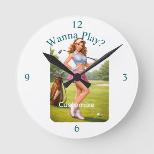 Relógio Redondo Golfista Feminina em Forma Thunder_Cove