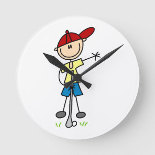 Relógio Redondo Golfista Homem em Forma de Palito