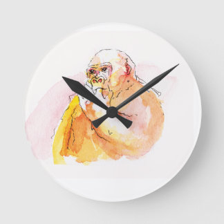 Relógio Redondo Gorilla sucking fingers Clock 指しゃぶりのゴリラ時計