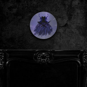 Relógio Redondo Gothic Fairy Indigo Gown Ovinos Roxos Profundos