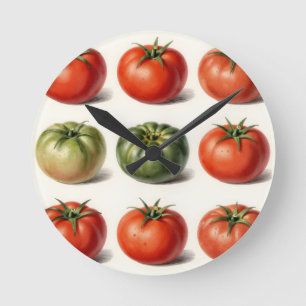 Relógio Redondo Grade de Variedades de Tomate Antigo Botânico 