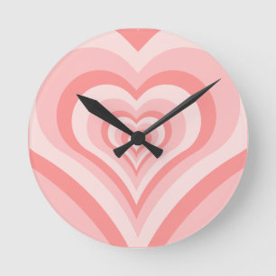 Relógio Redondo Gradiente de Coração Rosa – Amor de Garota Fofo