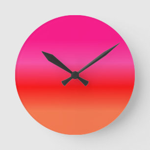 Relógio Redondo Gradiente Rosa, Vermelho e Laranja