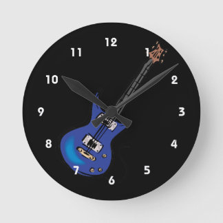 Relógio Redondo gráfico de guitarra azul.png