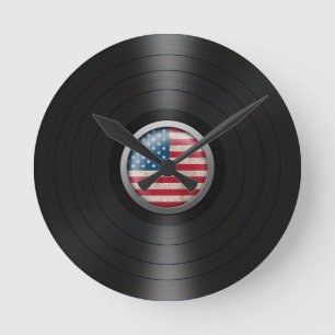 Relógio Redondo Gráfico do álbum gravado de vinil da bandeira