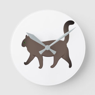 Relógio Redondo Gráficos de Gato Minimalista Fofo | Gato Simples a
