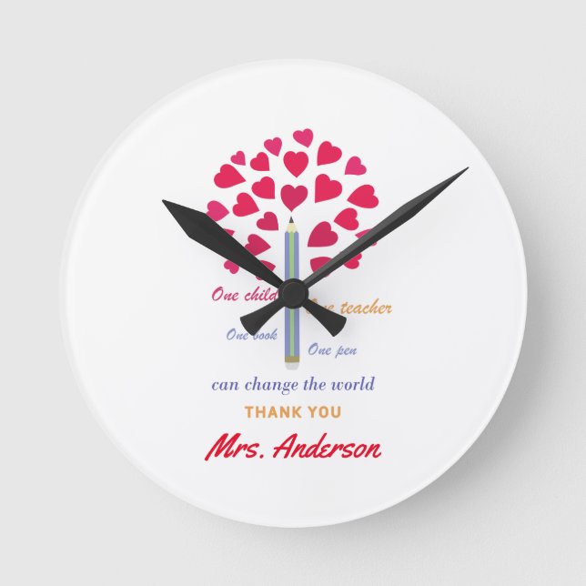 Relógio Redondo Grande Lápis/Apreciação do Professor (Frente)