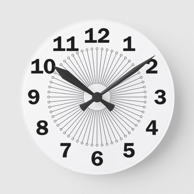 Relógio Redondo grandes números de segundos de fixação do círculo (Frente)