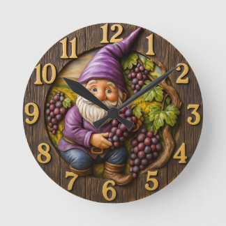 Relógio Redondo Grape-loving gnome harvest fantasy