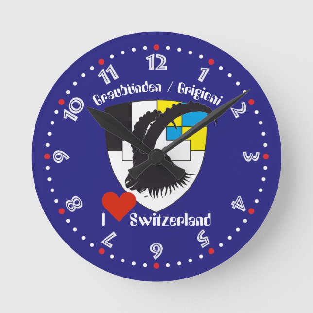 Relógio Redondo Graubünden Grischun Grigoni Schweiz Svizra Uhr (Frente)