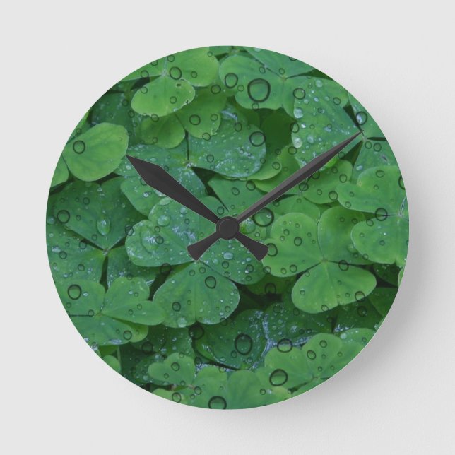 Relógio Redondo Green Irish Clover (Frente)