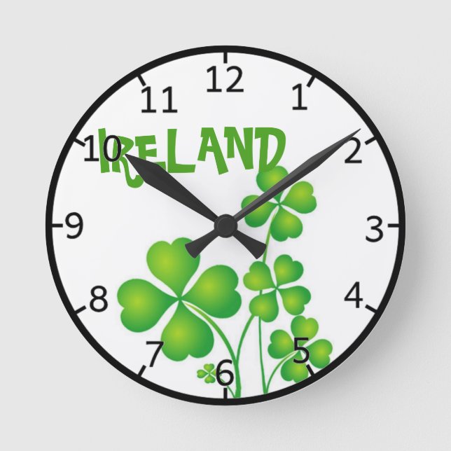 Relógio Redondo Green Shamrock Da Irlanda (Frente)